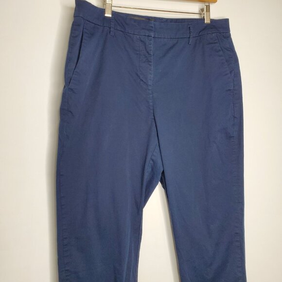 Wildfang Womens The Essential Slim Crop Pants SIze 16 Blue Pockets Basic Staple - Picture 2 of 11
